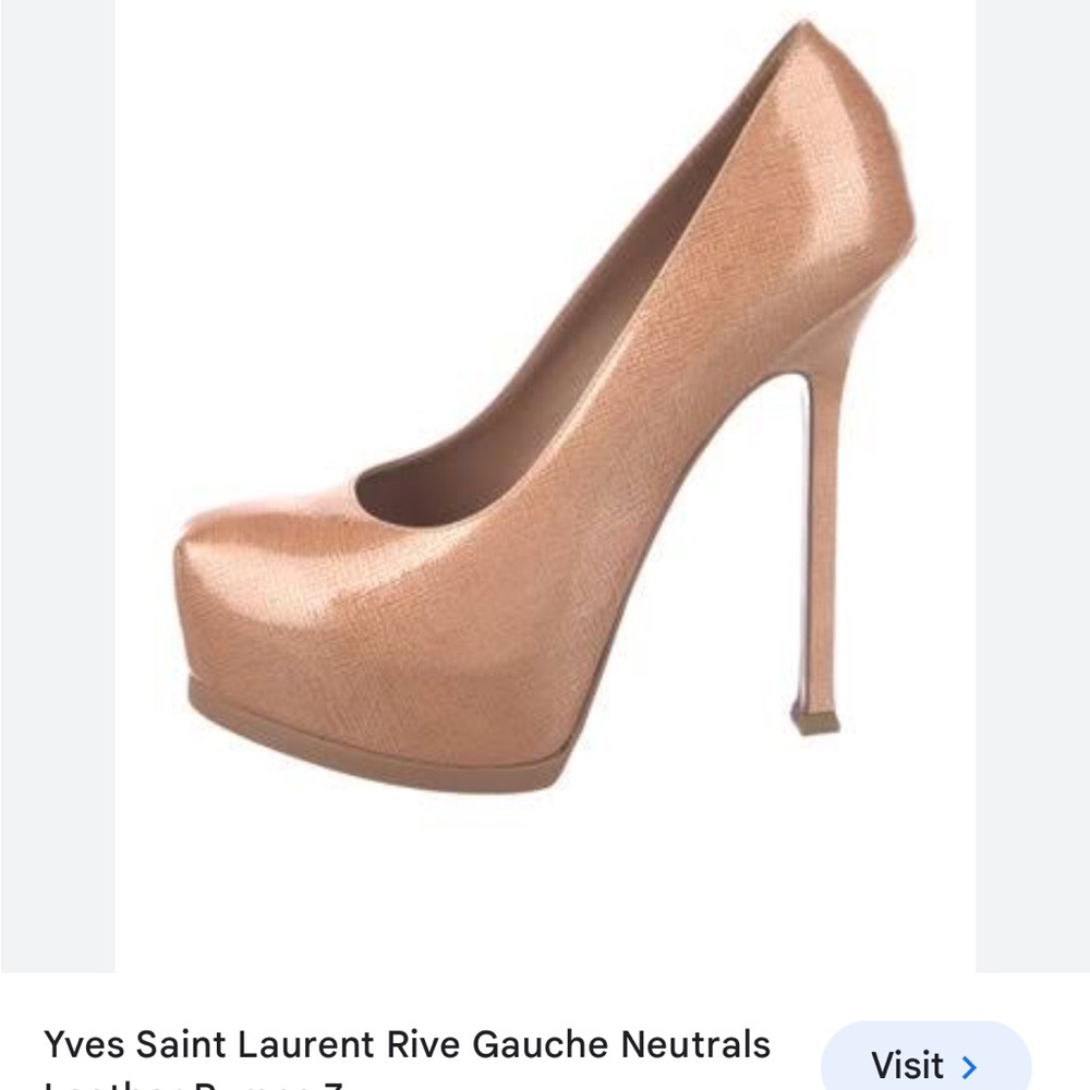 YSL TRIBTOO iconic platform heels pumps tan color